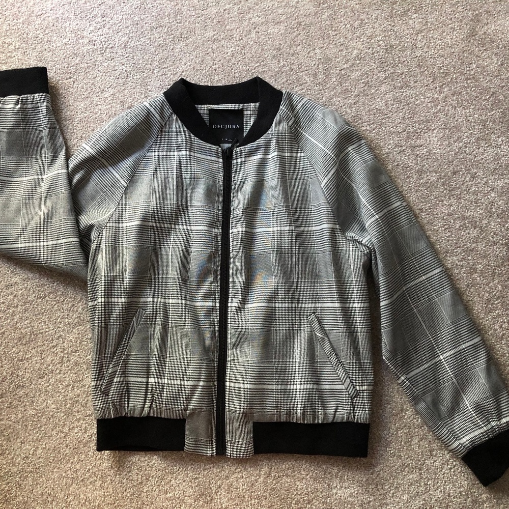 Bomber Jacket in Check Print